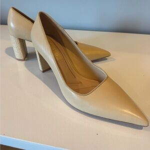Franco Sarto Giovanna Pointed Toe Pump Beige Braided Heel Size 7 Never Worn